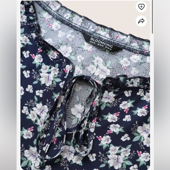 BloomChic Plus Size XL Floral Print Cross Straps Frill Trim Blouse us14-16 - Picture 4 of 6